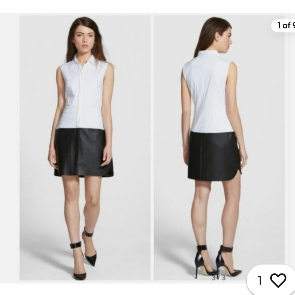Bailey 44 Shirt Dress Black White sleeveless button up with faux leather Small - Picture 16 of 16